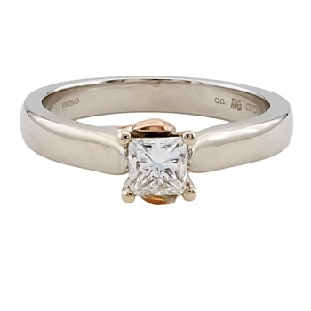 18ct Gold 2 Tone Clogau Solitaire Ring Size N